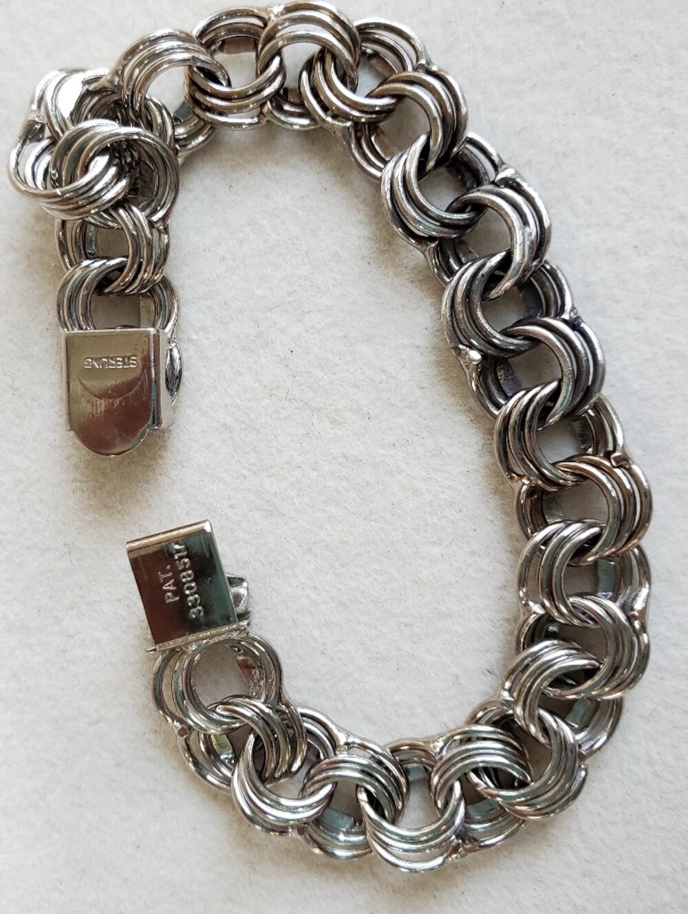Vintage Sterling Silver Double-Link Charm Bracelet • 13.82g